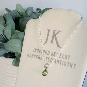 Green Stone / Pearl tone Necklace by Jewel Kade
